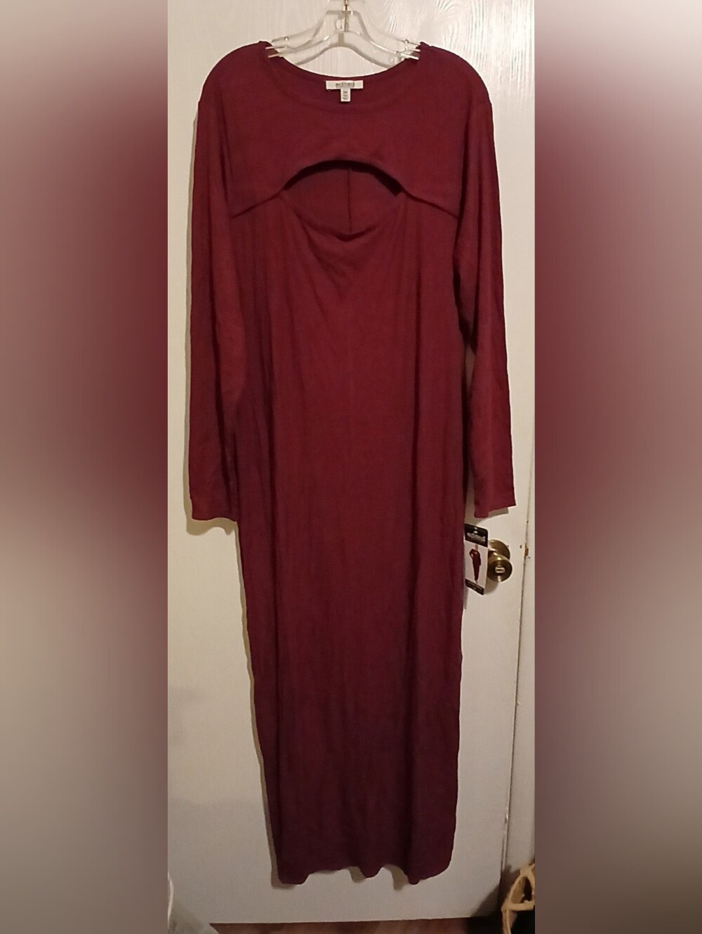 Long Sleeve Wine Maxi Dress with Nursing-Friendly Overlay